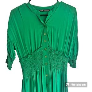 Long Green Button Front Maxi Dress